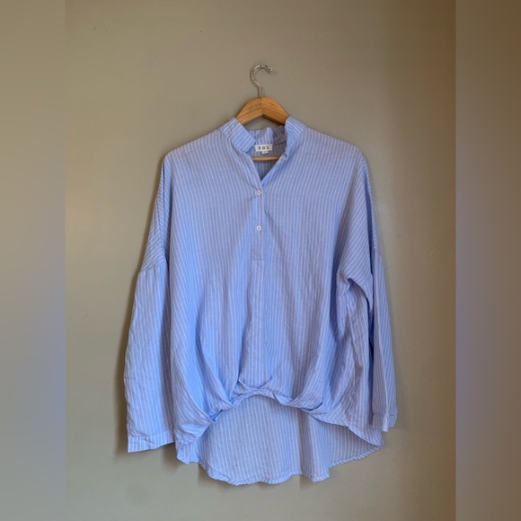POL Tops - Pol popover blouse bohemian shirt pinstripe coastal grandma minimalist spring